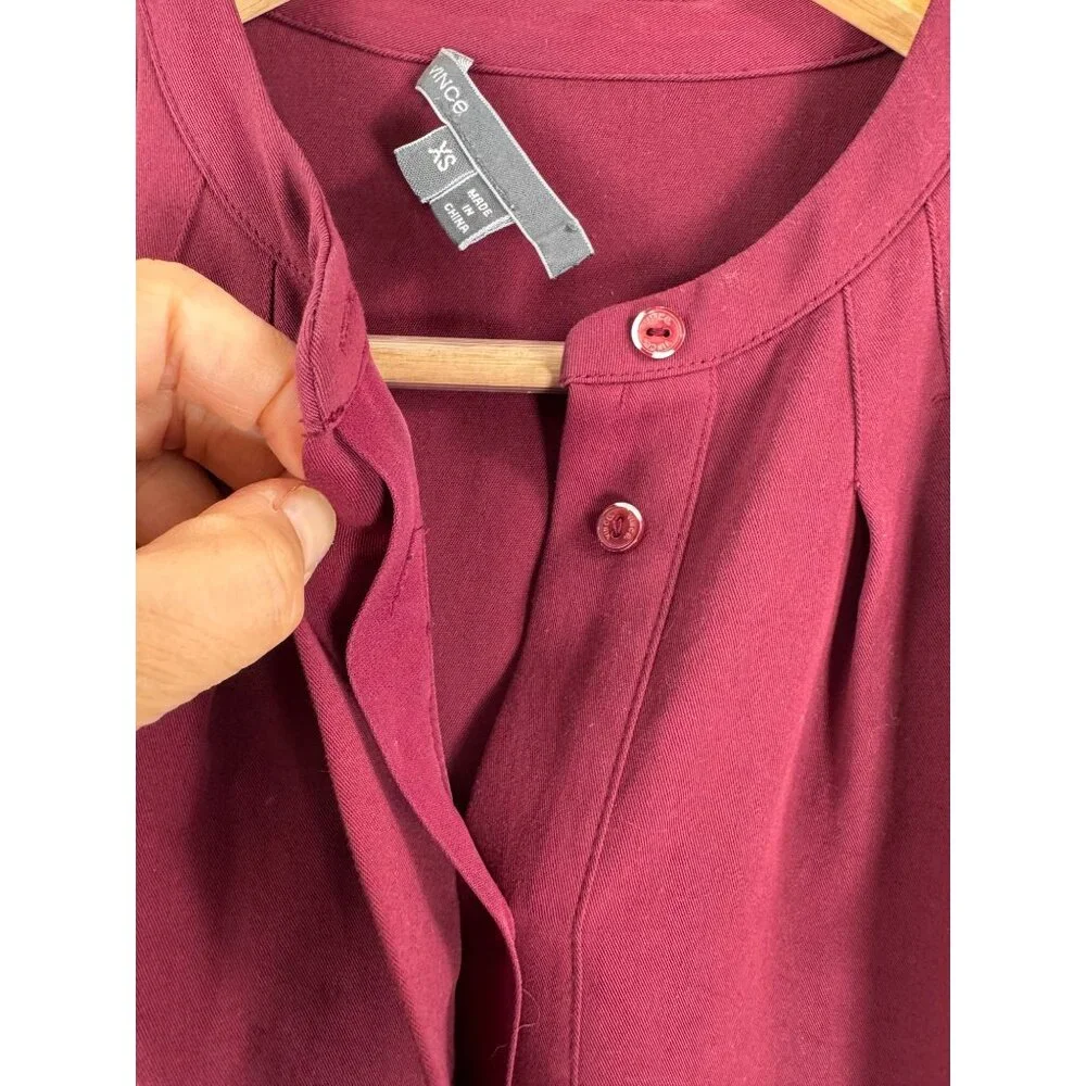 Vince silk shift dress minimalist relaxed burgundy preppy sz‎ XS